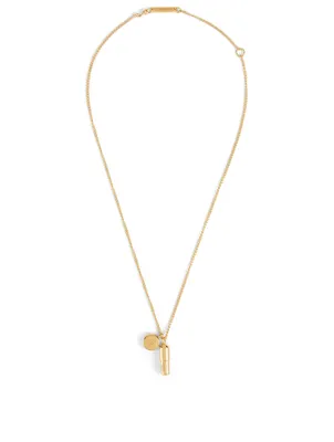 Gold-Tone Silver Pill Charm Necklace
