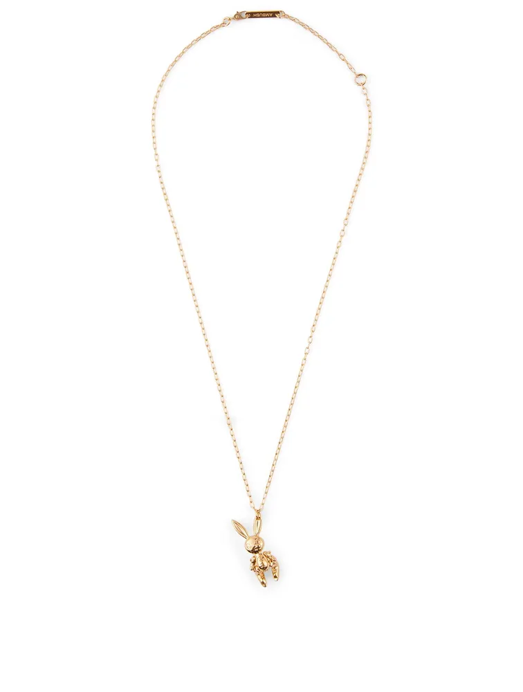 Gold-Tone Silver Inflatable Bunny Necklace