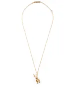 Gold-Tone Silver Inflatable Bunny Necklace