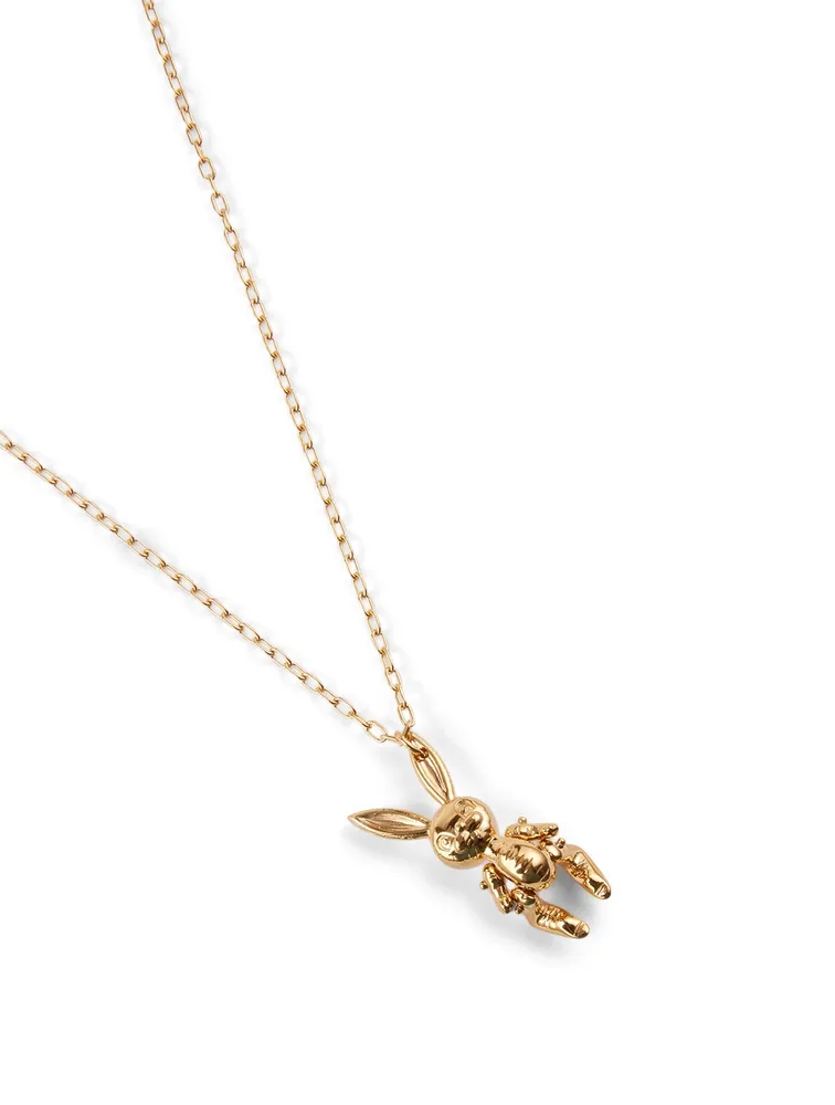 Gold-Tone Silver Inflatable Bunny Necklace