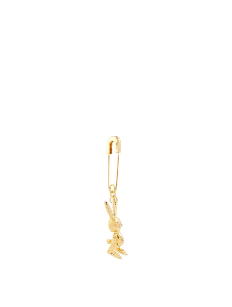 Gold-Tone Silver Inflatable Bunny Earring