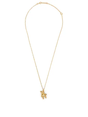 Gold-Tone Silver Inflatable Teddy Bear Necklace