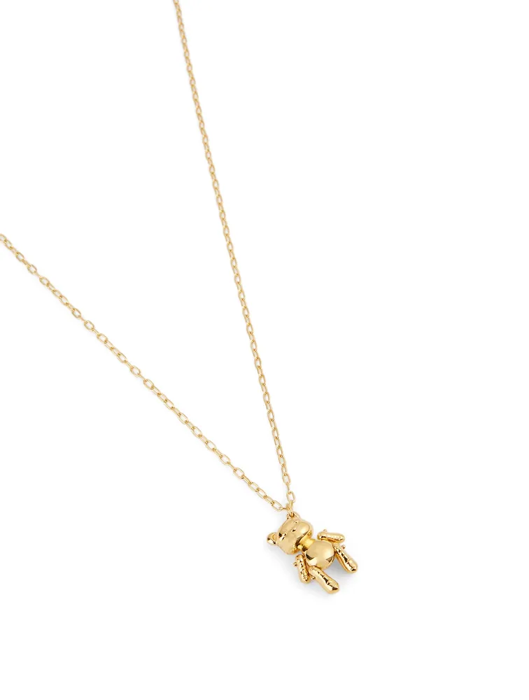 Gold-Tone Silver Inflatable Teddy Bear Necklace