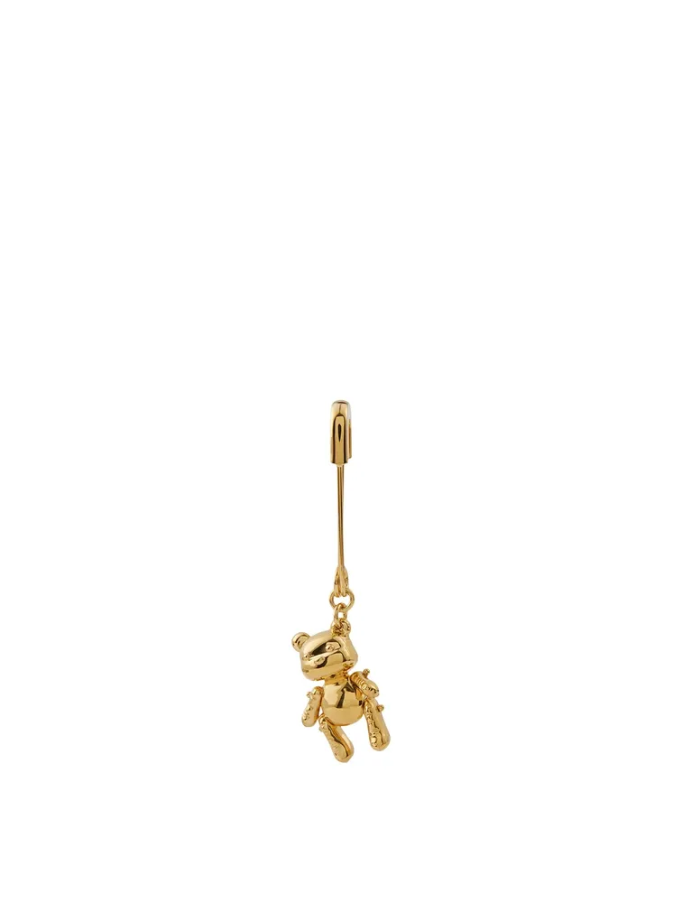 Gold-Tone Silver Inflatable Teddy Bear Earring