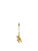 Gold-Tone Silver Inflatable Teddy Bear Earring