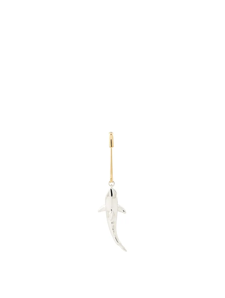 Two-Tone Silver Shark Earring