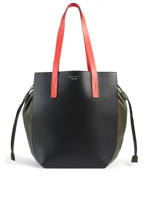 Gusset Leather Shopping Bag