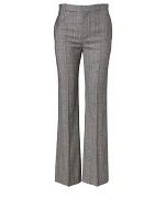 Wool High-Waisted Pants Check Print