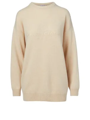 Cashmere Sweater With Embroidered Logo