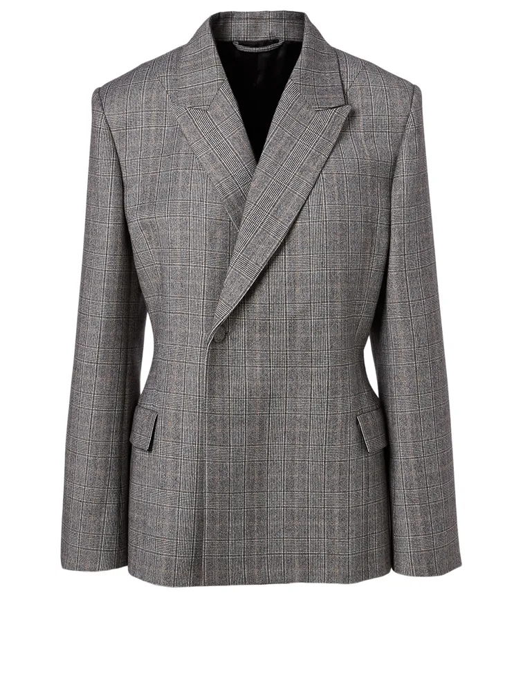 Wool Blazer Check Print