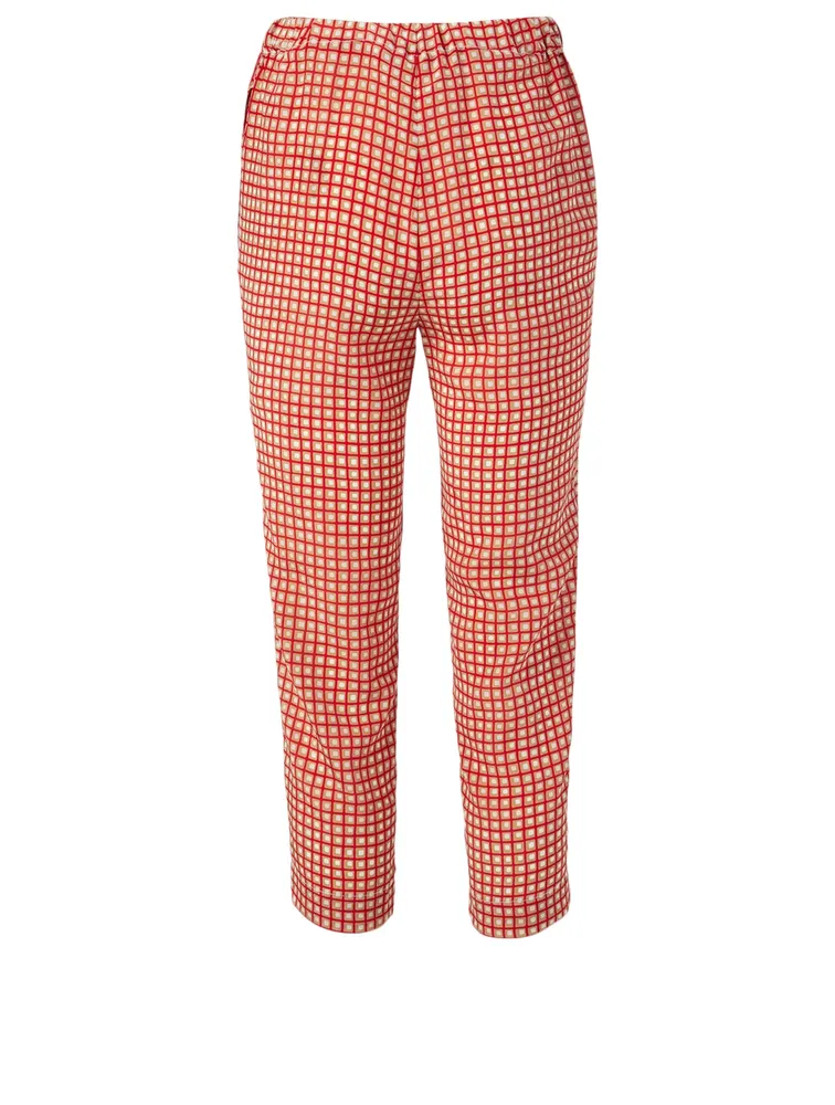 Silk Pants Check Print