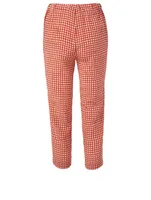 Silk Pants Check Print