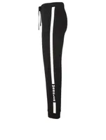 Cotton-Blend Jogger Pants With Stripe
