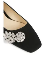 Mirele Suede Ballet Flats With Crystal Wings