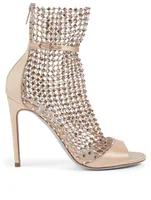 Galaxia 105 Satin And Crystal-Net Heeled Sandals