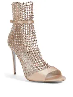 Galaxia 105 Satin And Crystal-Net Heeled Sandals