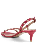 Rockstud Leather Kitten-Heel Slingback Sandals