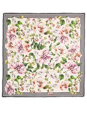 Modal And Cashmere Scarf In Floral Rose Print
