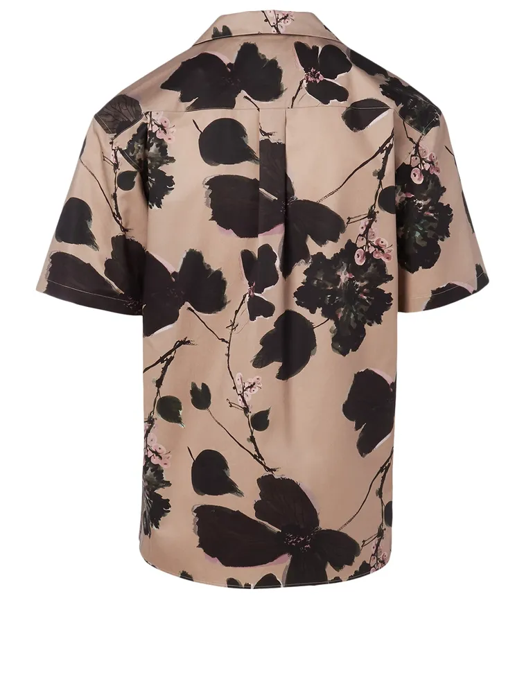 Cotton Short-Sleeve Shirt Floral Print