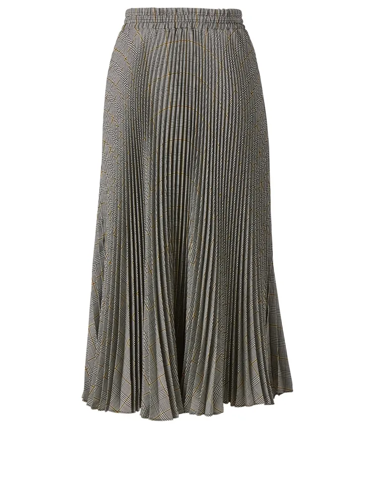 Wool-Blend Midi Skirt Prince Of Wales Check Print