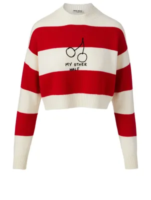 Wool Cherry Sweater Striped Print
