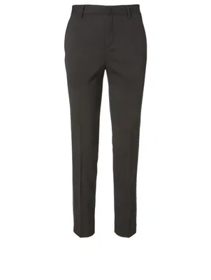 Wool Stretch Pants With Side Crystals