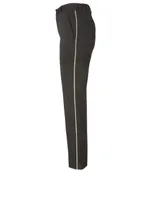 Wool Stretch Pants With Side Crystals