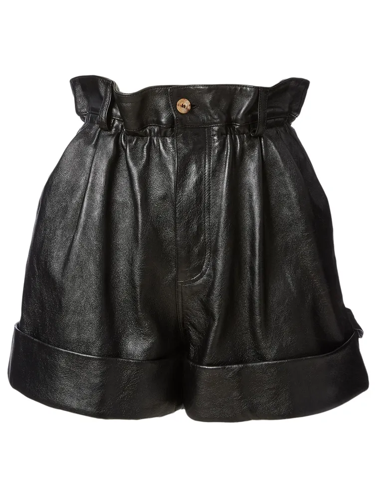 MIU MIU Leather Paperbag Shorts