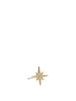 Mini 14K Gold Starburst Stud Earring With Diamonds