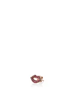 14K Rose Gold Lip Stud Earring With Rubies