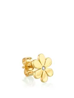 14K Gold Daisy Stud Earring With Diamonds