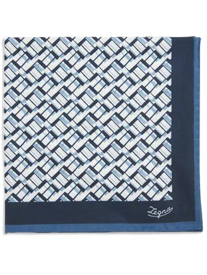 Cotton And Silk Pocket Square In Mosaic Print