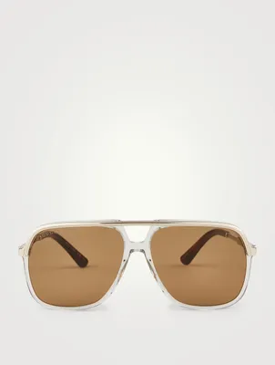 Square Aviator Sunglasses With Web