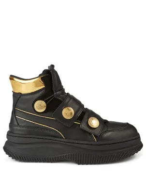 DEVA Straps X BALMAIN Leather High-Top Sneakers