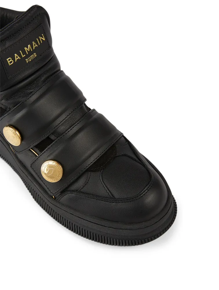 DEVA Straps X BALMAIN Leather High-Top Sneakers