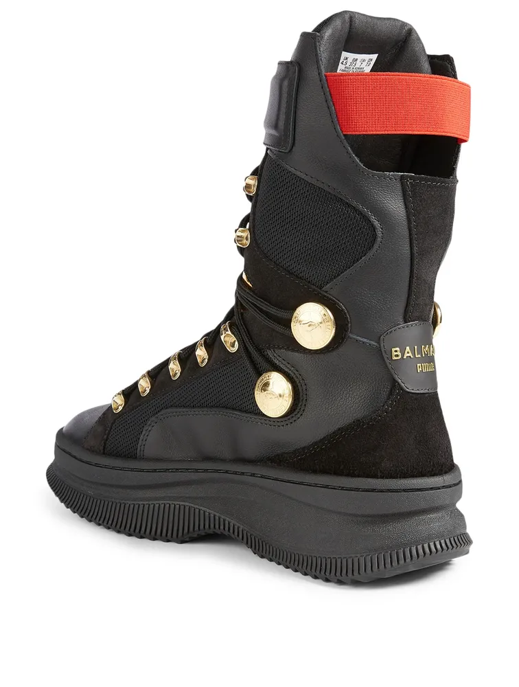 DEVA X BALMAIN Leather Lace-Up Boots