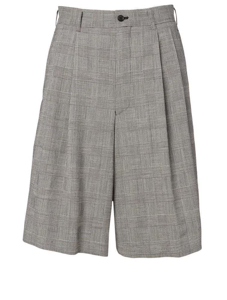 Wool-Blend Shorts Glen Check Print