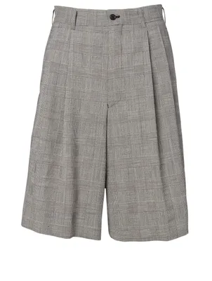 Wool-Blend Shorts Glen Check Print