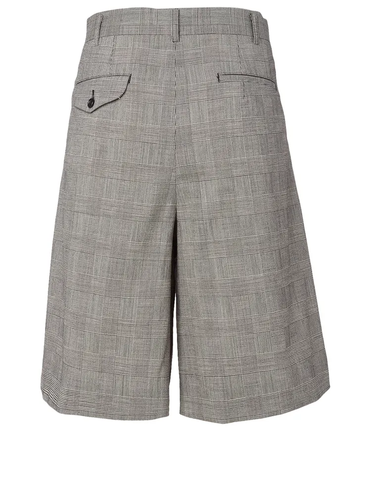 Wool-Blend Shorts Glen Check Print