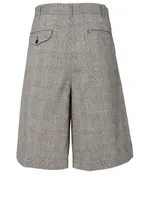 Wool-Blend Shorts Glen Check Print