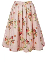 Taffeta Quilted Skirt Floral Print