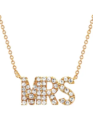 14K Gold Mrs Necklace With Diamonds