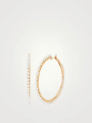 14K Gold Hoop Earrings With Pearls