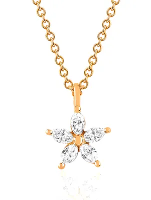 14K Gold Flower Choker Necklace With Diamonds