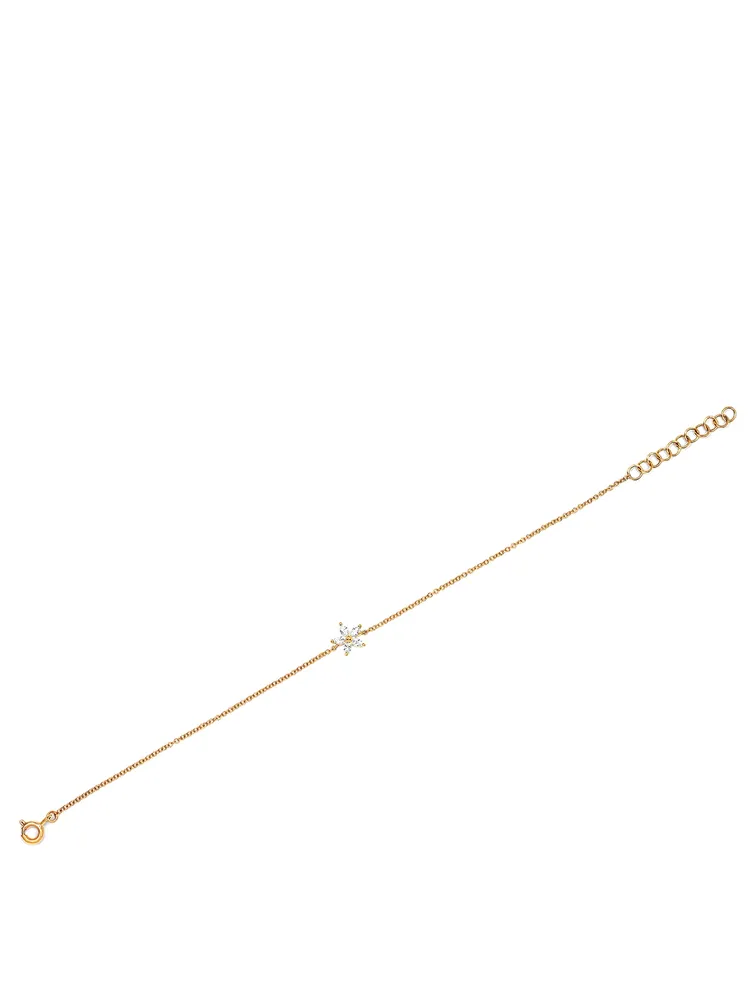 14K Gold Flower Bracelet With Diamonds