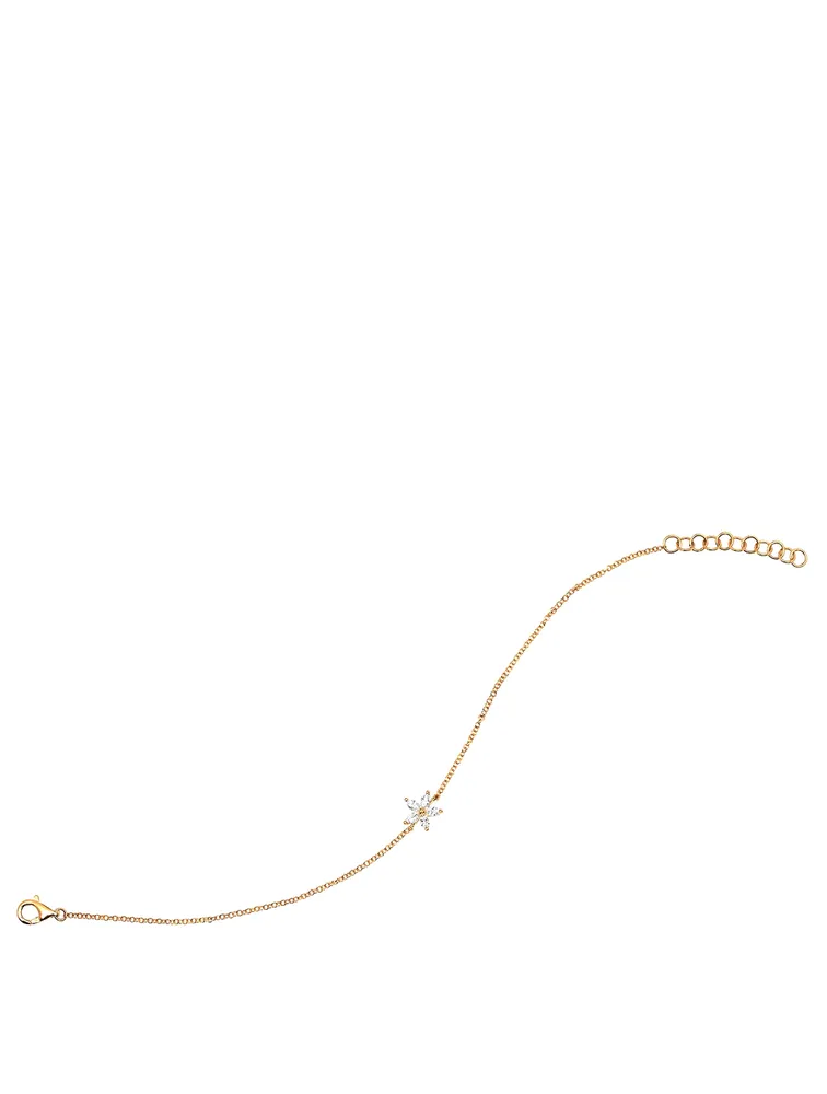 14K Gold Flower Bracelet With Diamonds