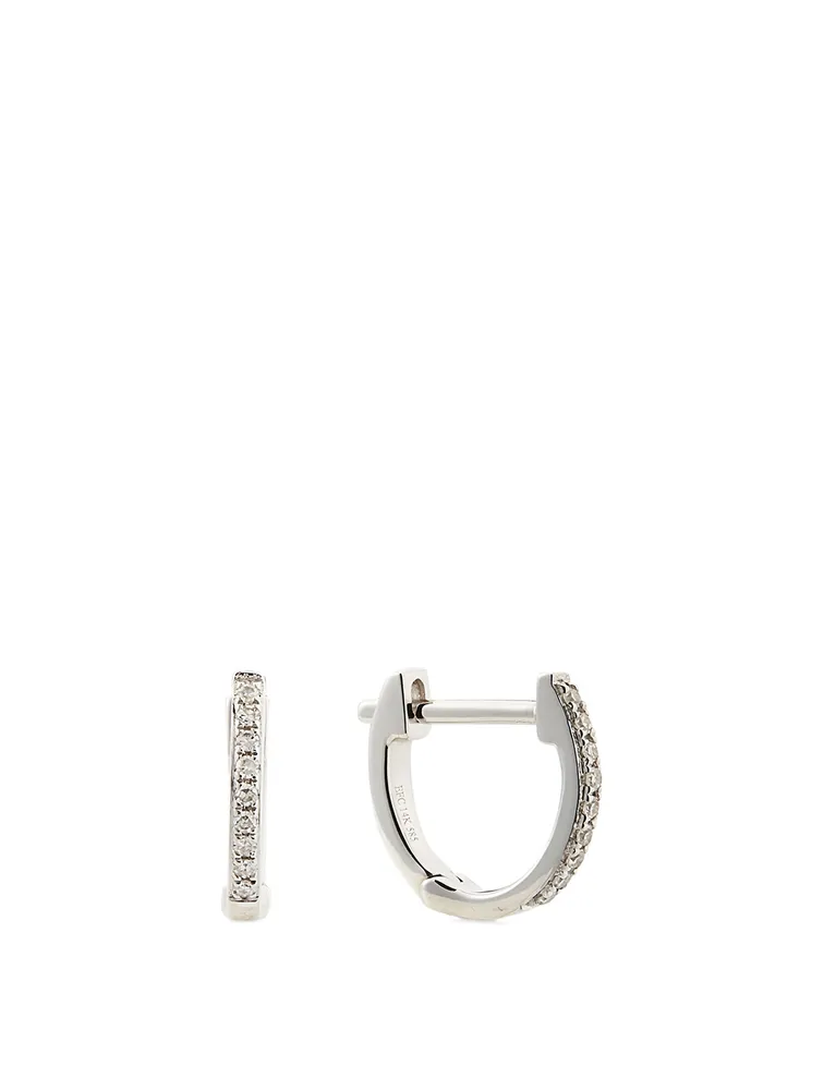 Mini 14K Gold Huggie Earrings With Diamonds