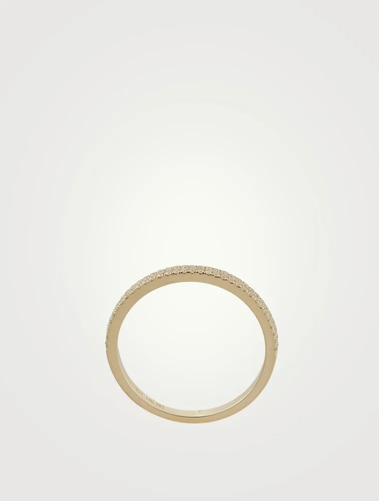 14K Gold Double Eternity Band Ring With Diamonds