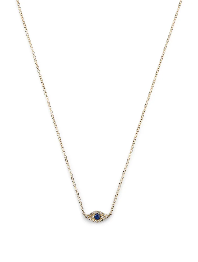 14K Gold Evil Eye Choker Necklace With Diamonds