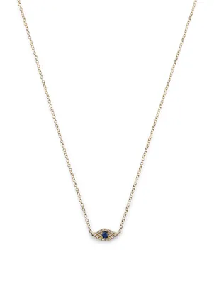14K Gold Evil Eye Choker Necklace With Diamonds